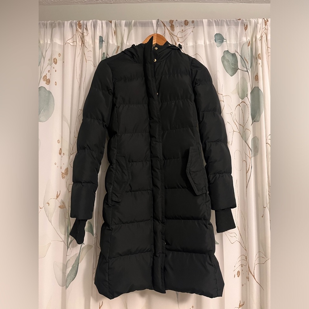 J.Crew black long puffer down jacket XXS